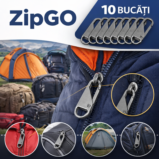 ZipGO - Pachet 10 Carabiniere Fermoar Metalice Multifuncționale