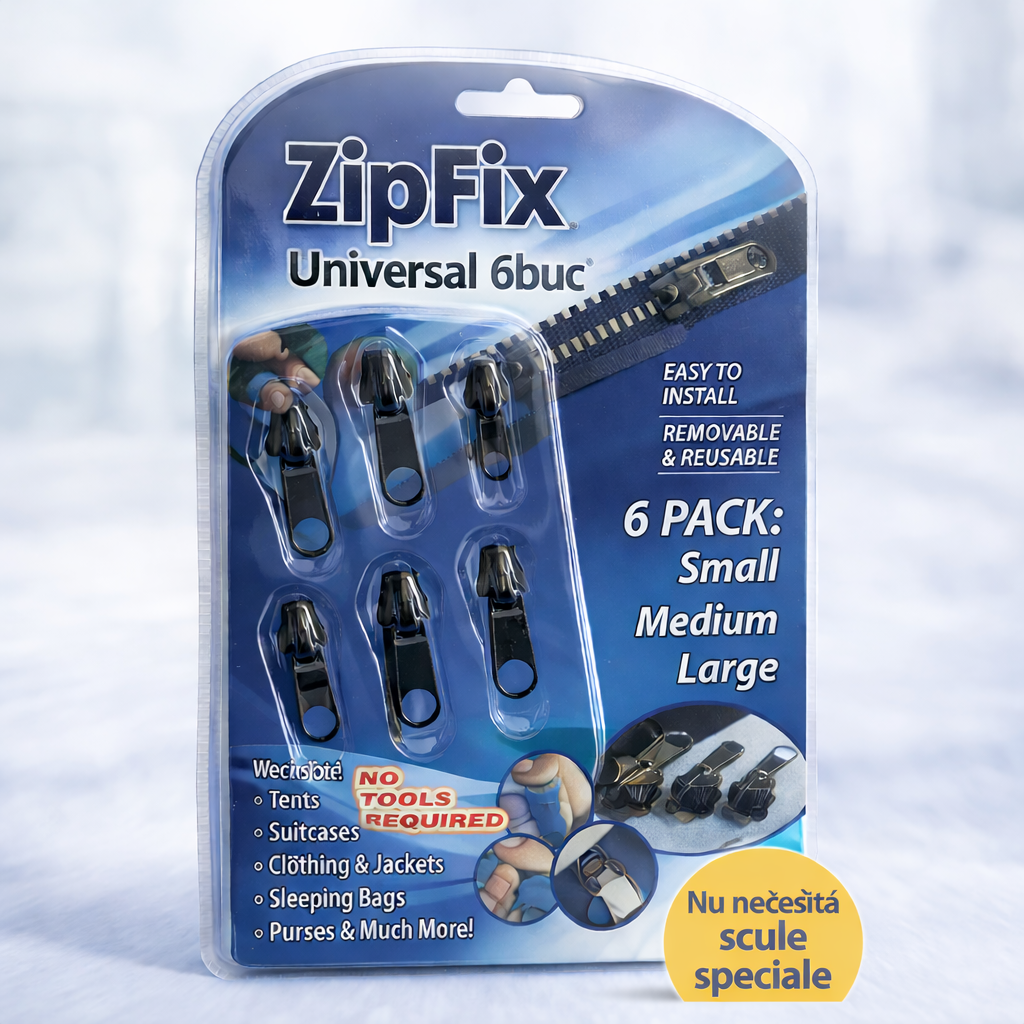 ZipFix - Set 6 inchizatori de rezerva pentru reparatii rapide de fermoare S/M/L