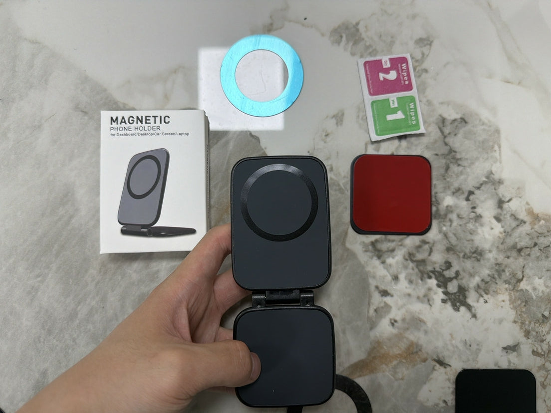 TelFix - Suport magnetic pentru telefon mobil ultra-subtire, pliabil, reglabil, anti-vibratii