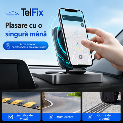 TelFix - Suport magnetic pentru telefon mobil ultra-subtire, pliabil, reglabil, anti-vibratii
