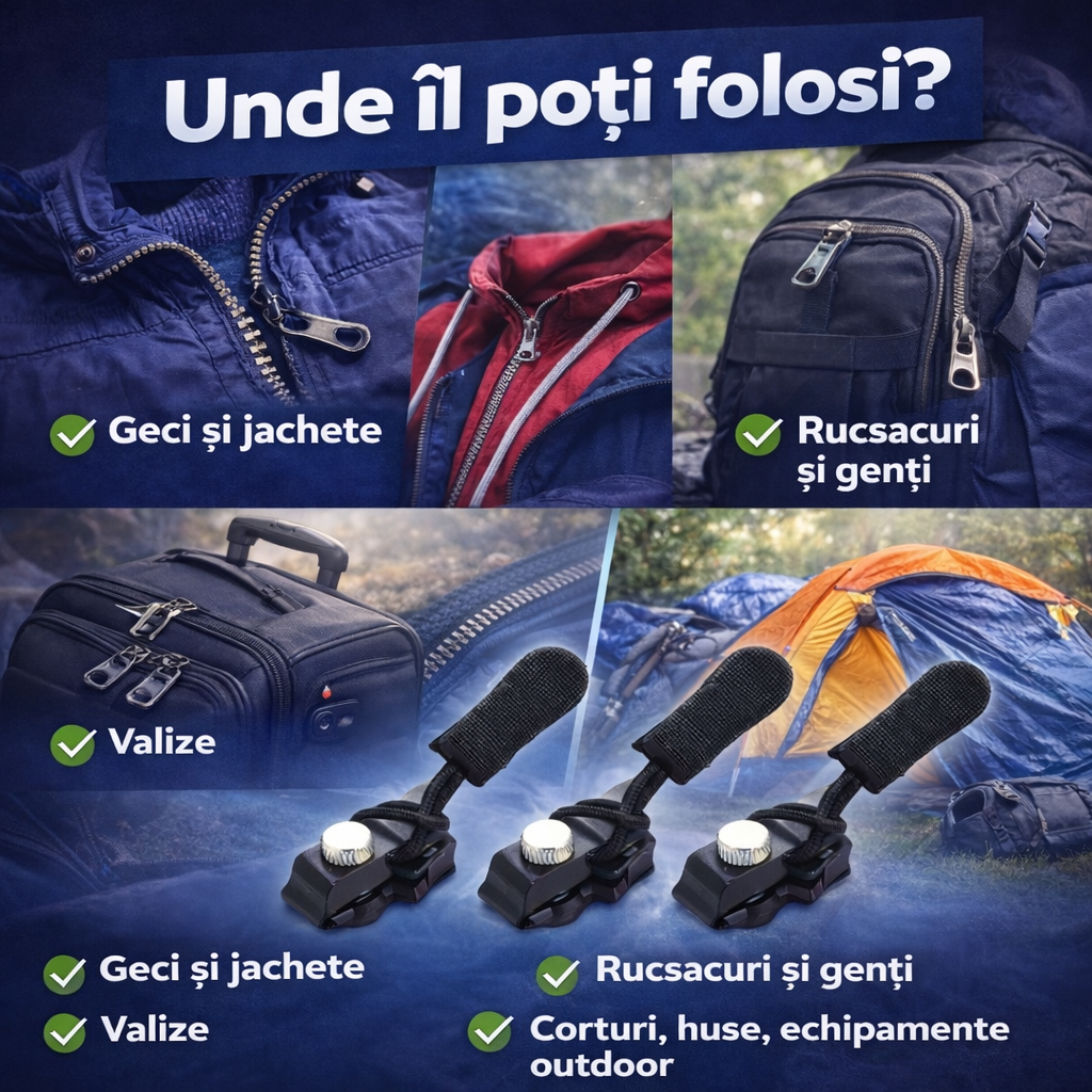 ZipFix Pro - Set 3 Trăgători pentru repararea fermoarelor (S, M, L)