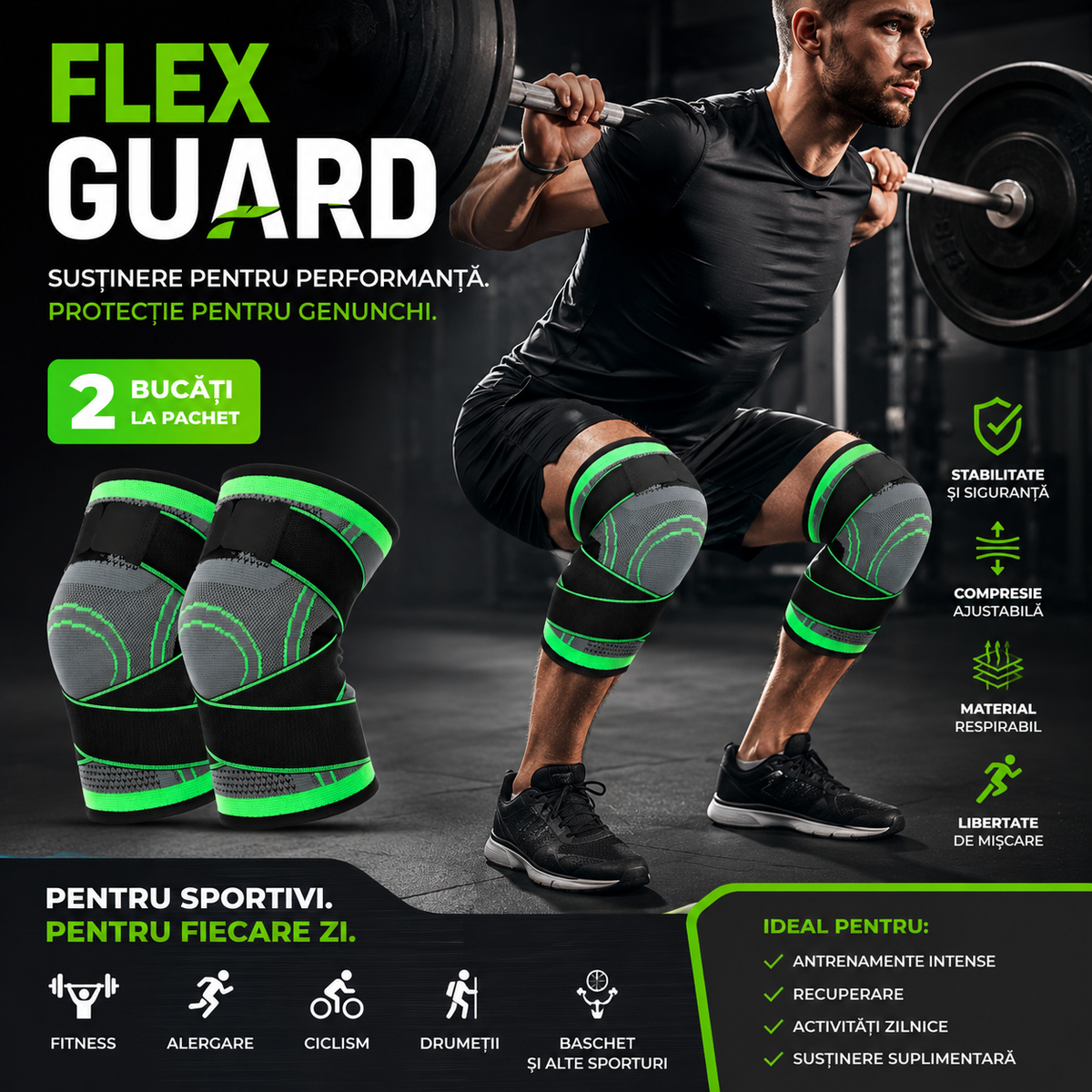Flex Guard - Suport genunchi, set 2 bucăți