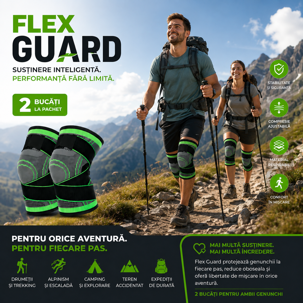 Flex Guard - Suport genunchi, set 2 bucăți