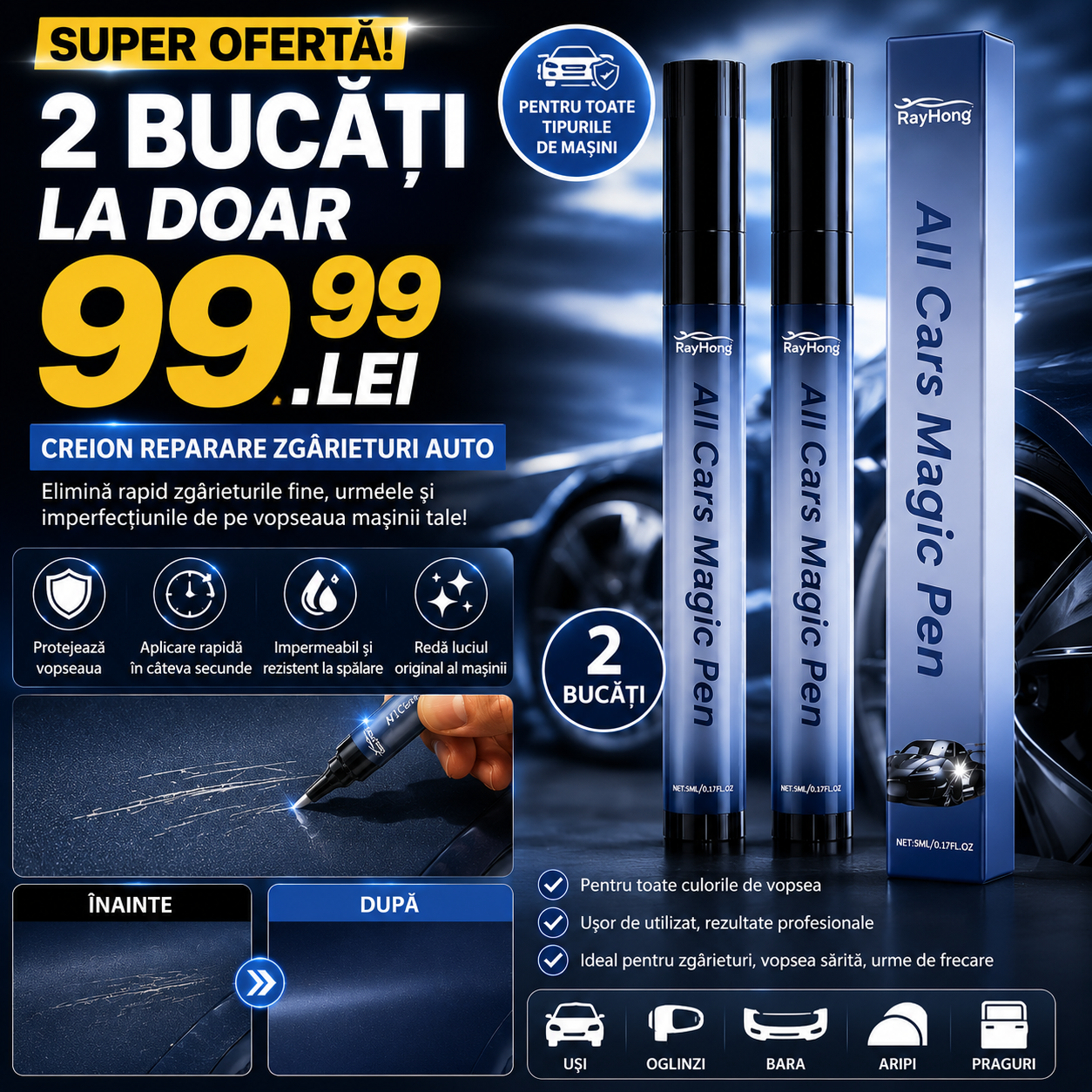 CAR MAGIC PEN - Stilou pentru zgarieturi Auto & Moto