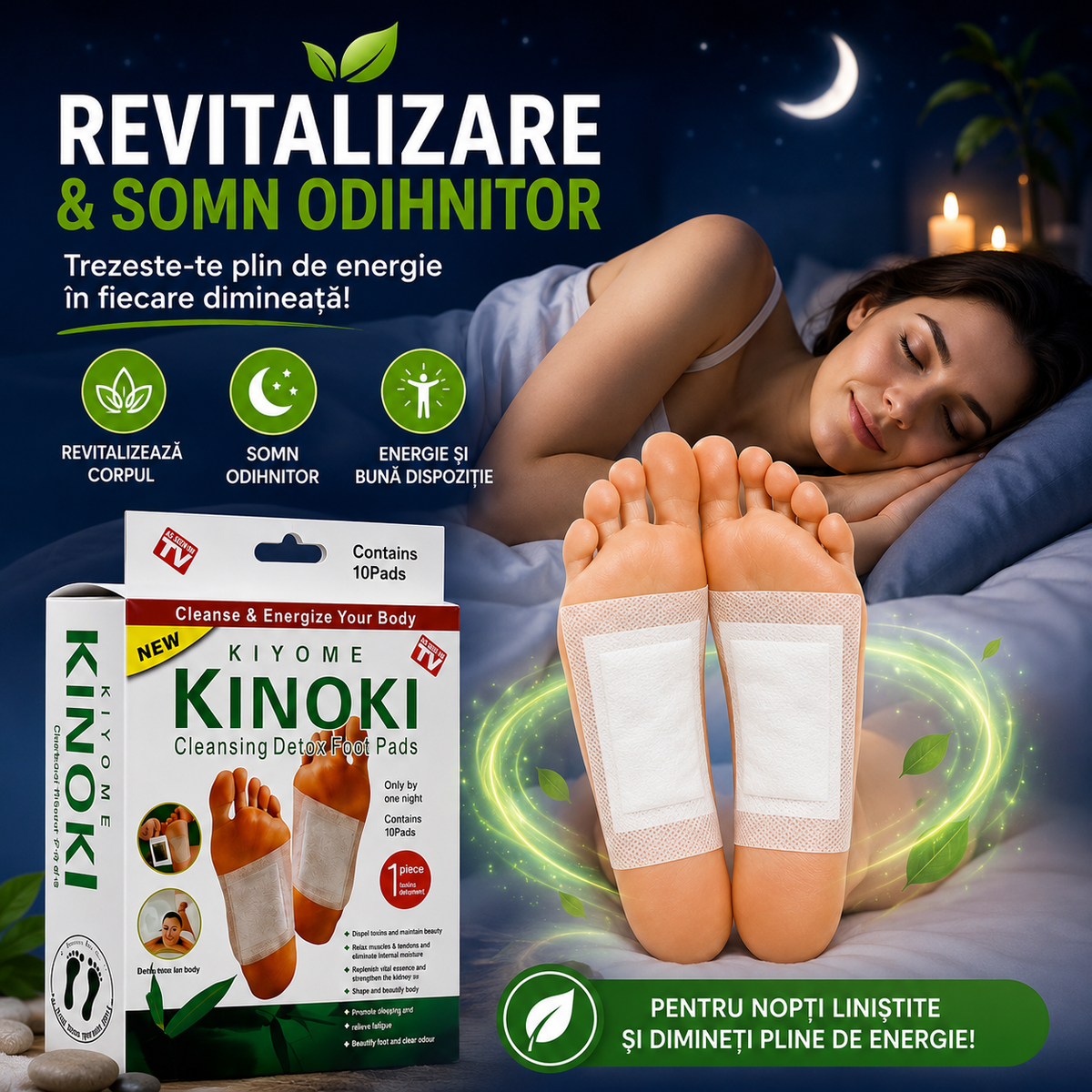 Kinoki - Set 100 Plasturi pentru Detoxifierea Organismului si Revitalizarea Corpului(10 pachete a cate 10 plasturi)