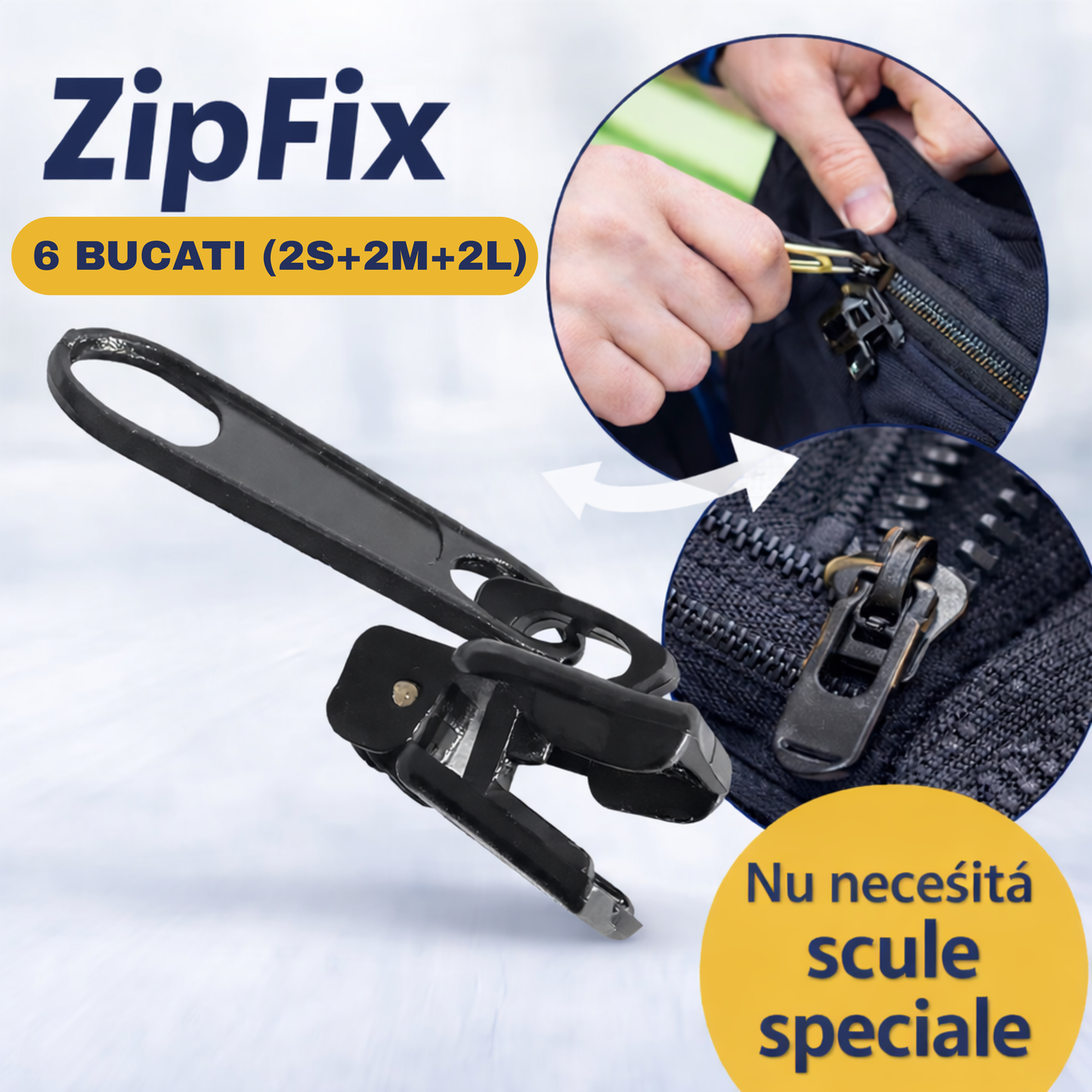 ZipFix - Set 6 inchizatori de rezerva pentru reparatii rapide de fermoare S/M/L