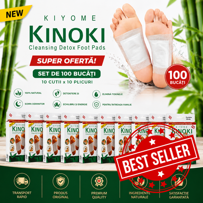 Kinoki - Set 100 Plasturi pentru Detoxifierea Organismului si Revitalizarea Corpului(10 pachete a cate 10 plasturi)