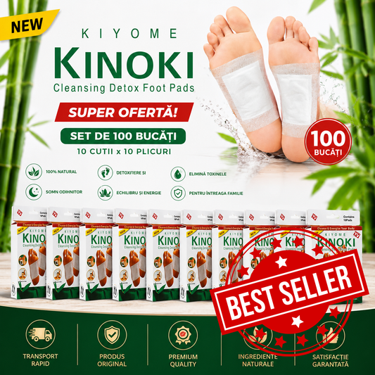 Kinoki - Set 100 Plasturi pentru Detoxifierea Organismului si Revitalizarea Corpului(10 pachete a cate 10 plasturi)