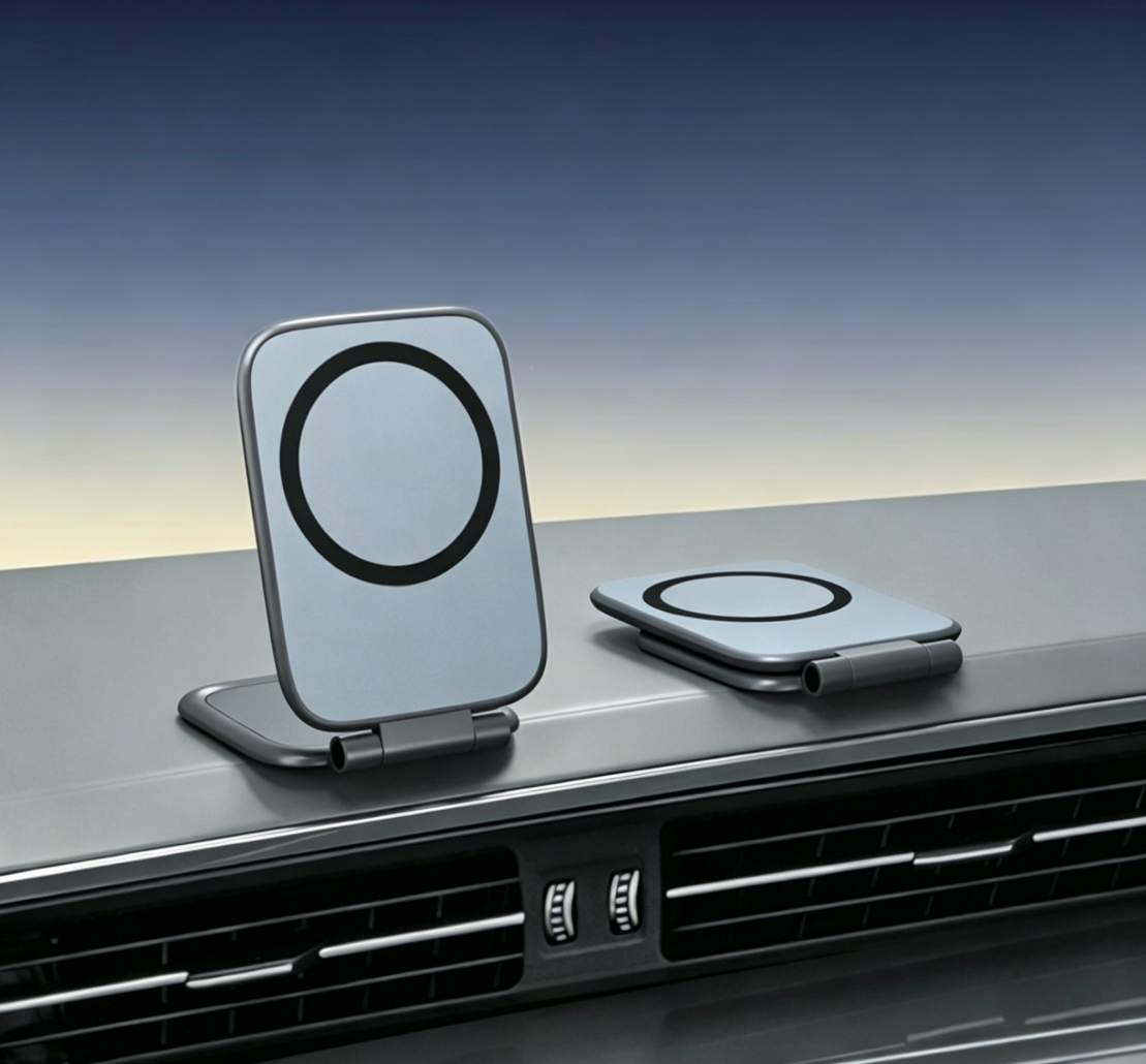 TelFix - Suport magnetic pentru telefon mobil ultra-subtire, pliabil, reglabil, anti-vibratii